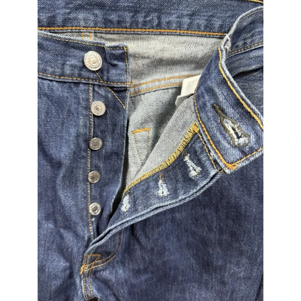 Levi's 501 Jeans Men 36x34 Blue Button Fly Straight Original Dark Wash American